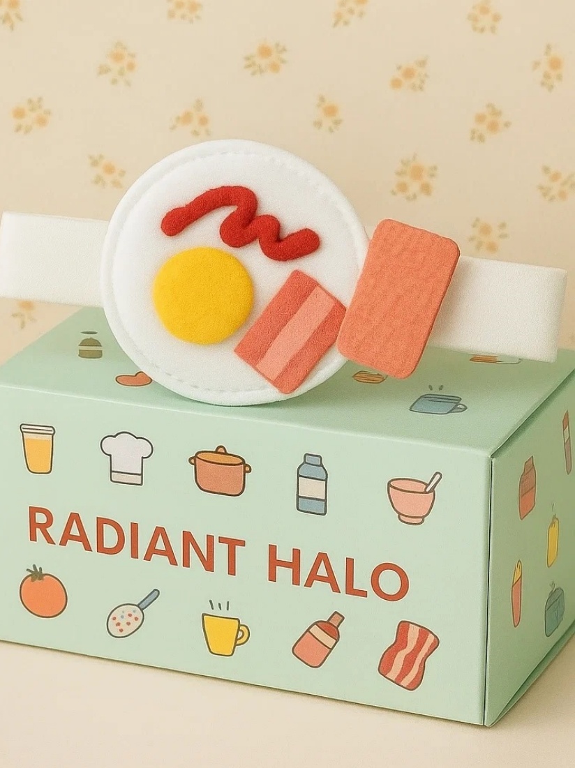 Tiara para bebê – Ovo frito e bacon