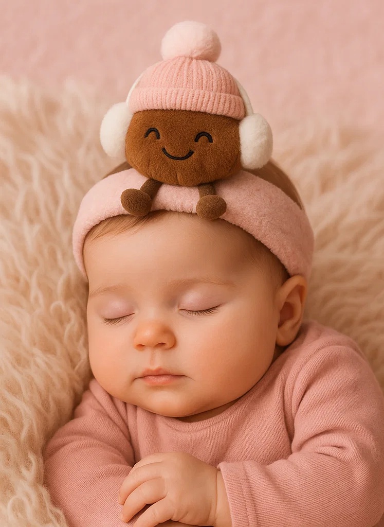 Cute Nutty Baby Headband with Pink Earmuffs - Cozy and Stylish Baby Headband for Winter