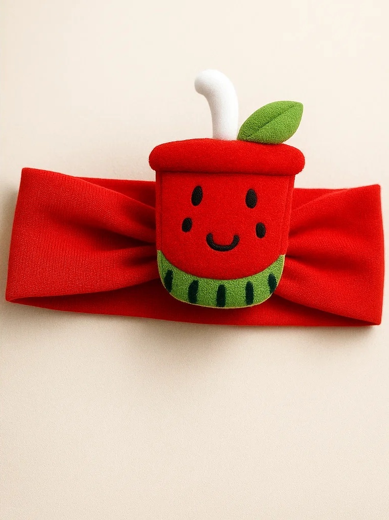 Bandeau bébé pastèque | Accessoire rouge avec boisson 3D