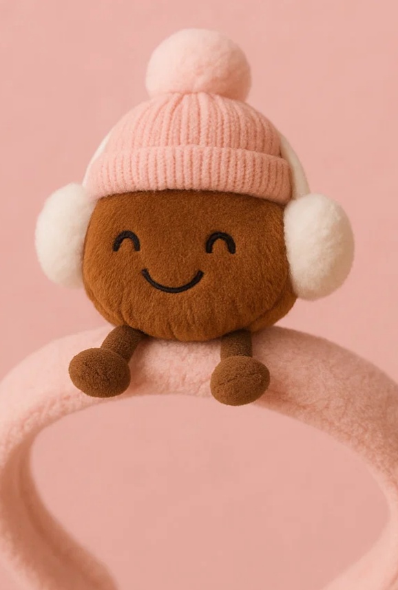 Cute Nutty Baby Headband with Pink Earmuffs - Cozy and Stylish Baby Headband for Winter