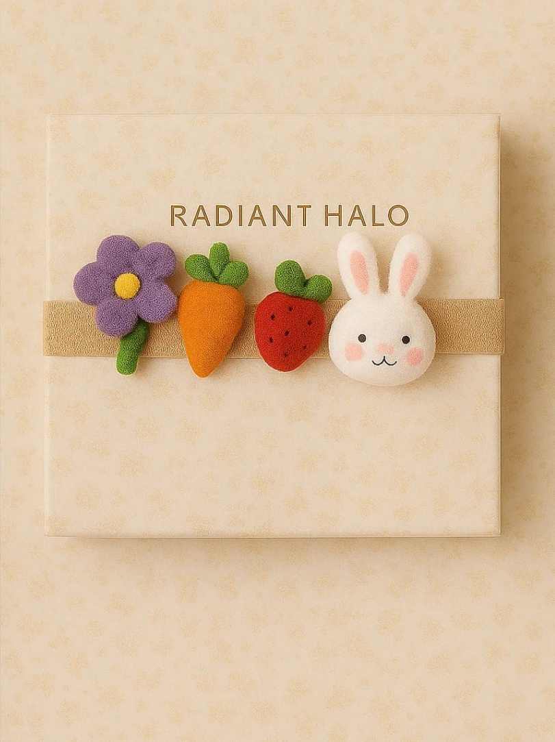 Faixa de Cabelo Bebê com Coelho e Frutinhas | Radiant Halo