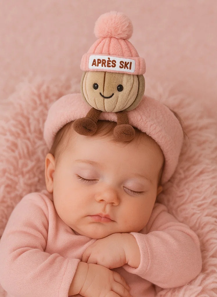 Après Ski Baby Brown Plush Headband with Pom Pom Hat