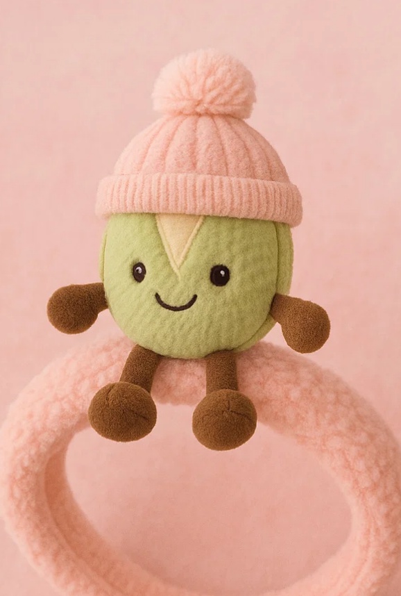 Cinta para el pelo de felpa con forma de nuez para bebés – Estilo Invierno Suave y Acogedor