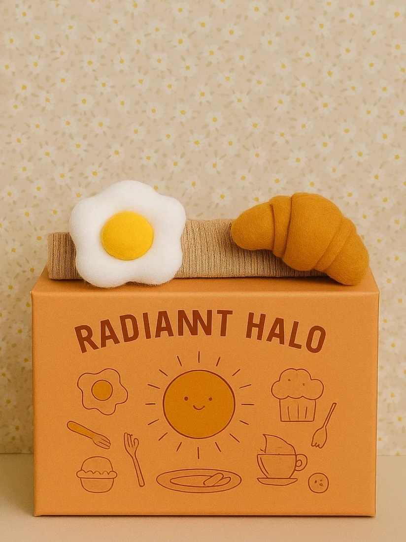 Fofa faixa de bebê com Donut e Ovo Frito de pelúcia