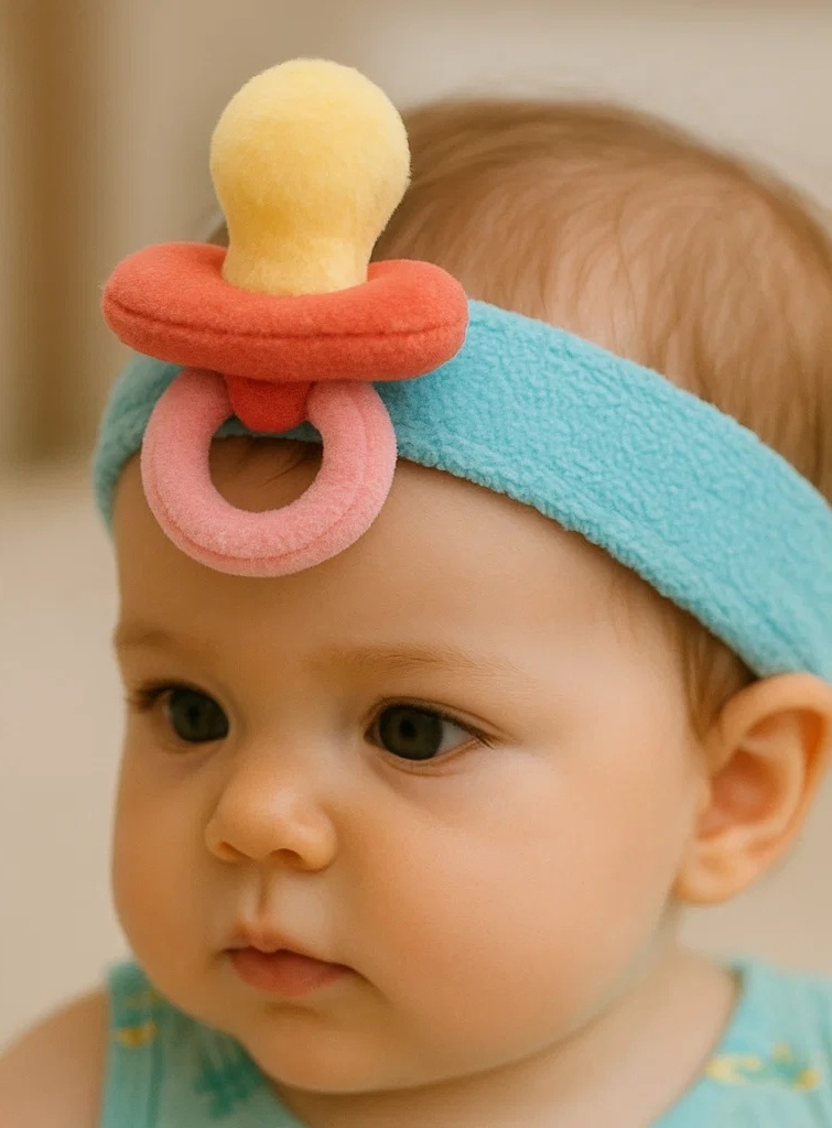 Pacifier Baby Plush Headband – Soft and Cute Soother Style Infant Hair Accessory