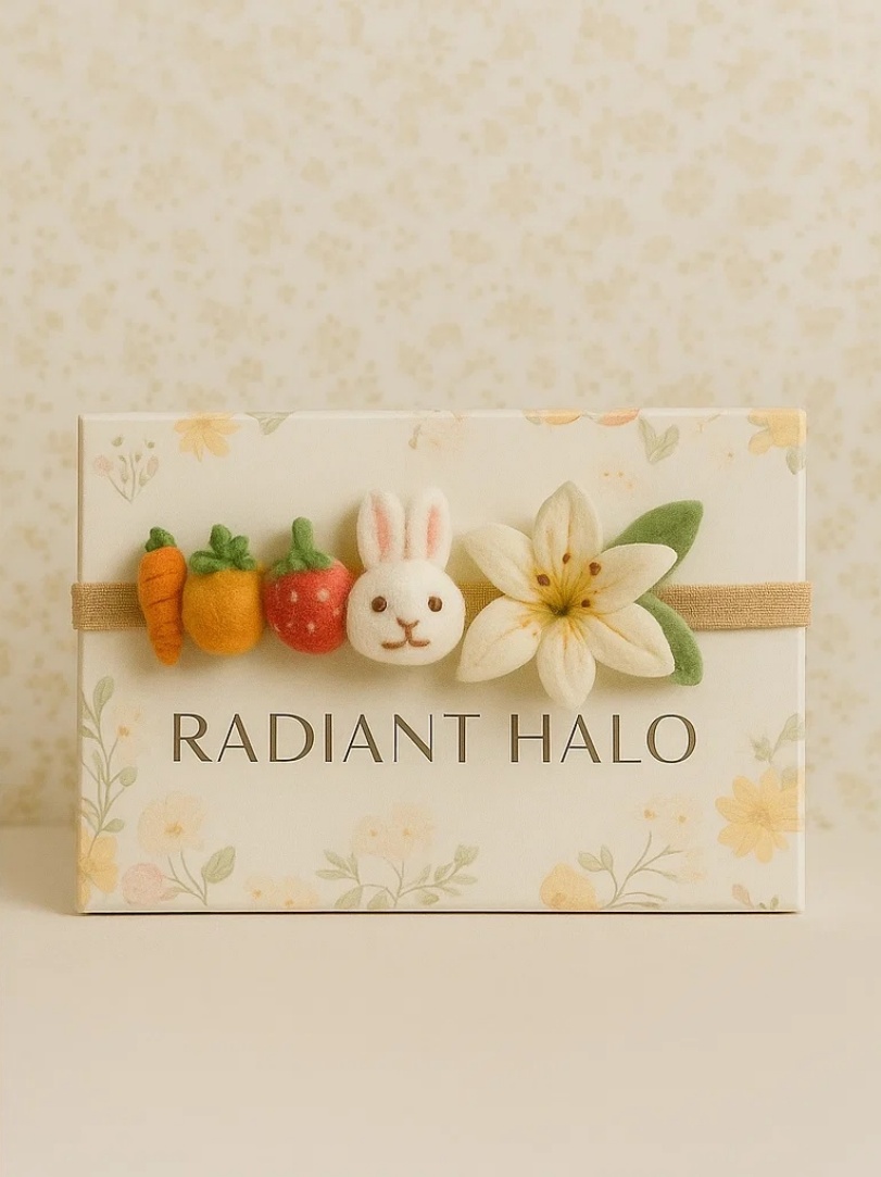 Easter Bunny & Carrot Baby Headband – Spring Floral Plush Toy Hairband