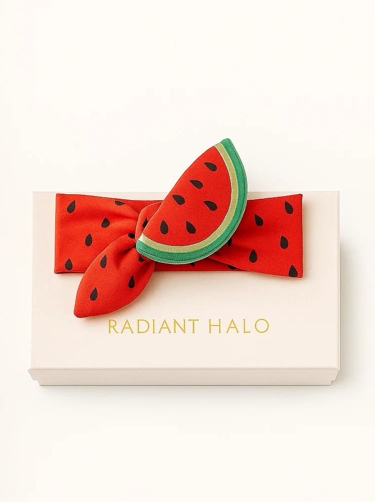 Diadema de Sandía para Bebés con Lazo – Diseño Divertido y Suave