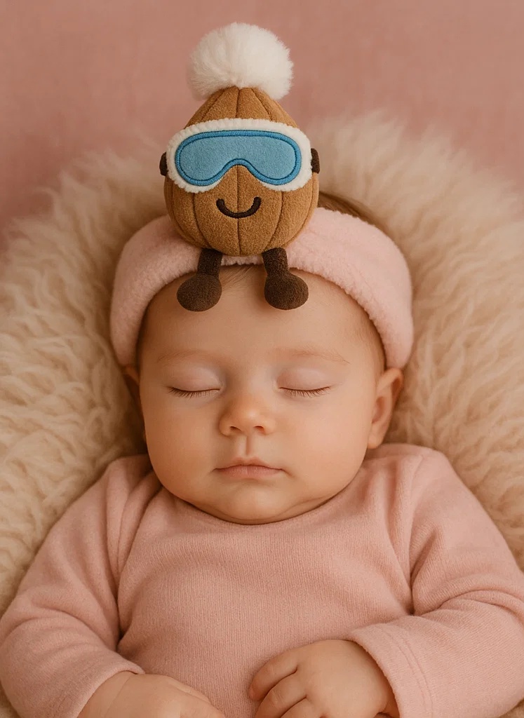 Charming Plush Baby Headband – Bean with Cool Ski Goggles