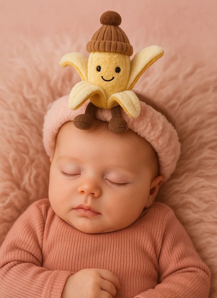 Banana Plush Toy Baby Headband – Banana with Winter Hat