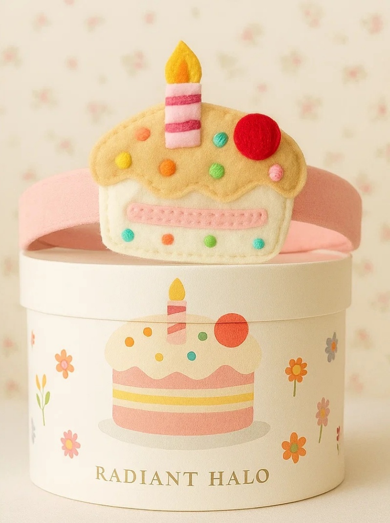 Conjunto de Diadema y Vestido de Pastel para Bebé – Diseño de Fieltro Dulce – Radiant Halo