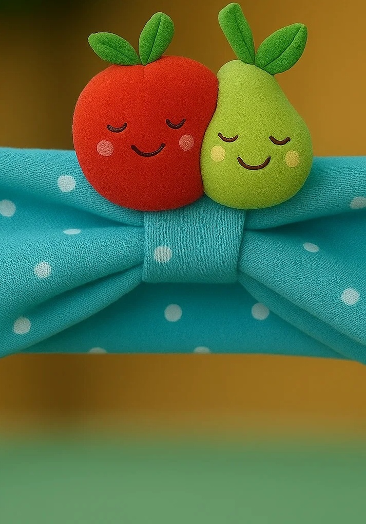 Apple and Pear Baby Headband – Cute Plush Fruit Hairband for Girls, Soft & Stretchy Newborn Headband Gift