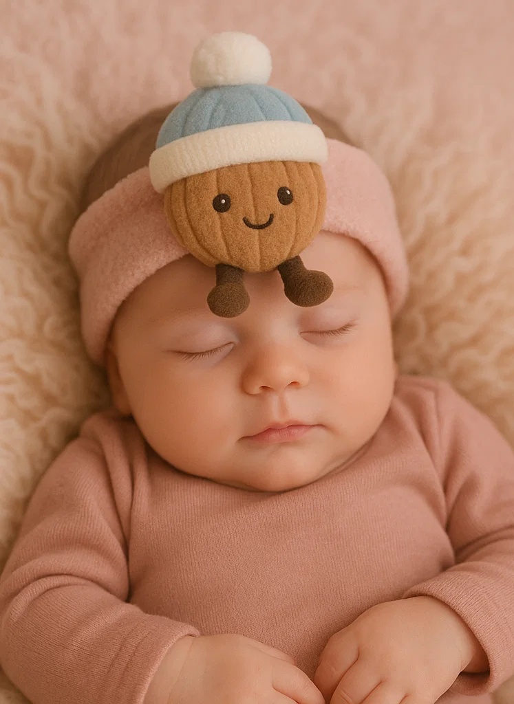 Tiara de Brinquedo de Pelúcia para Bebê – Personagem de Noz com Gorro de Inverno