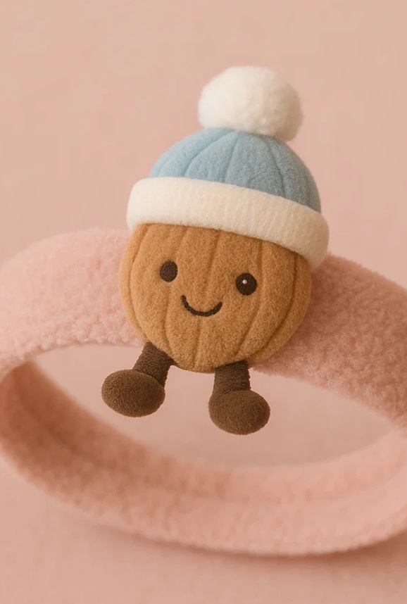 Tiara de Brinquedo de Pelúcia para Bebê – Personagem de Noz com Gorro de Inverno