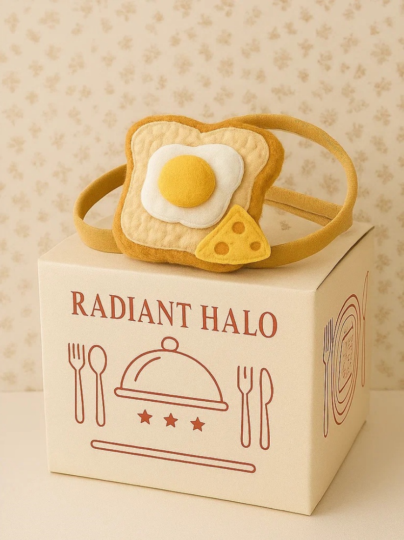 Toast and Fried Egg Headband Set with Avocado for Babies