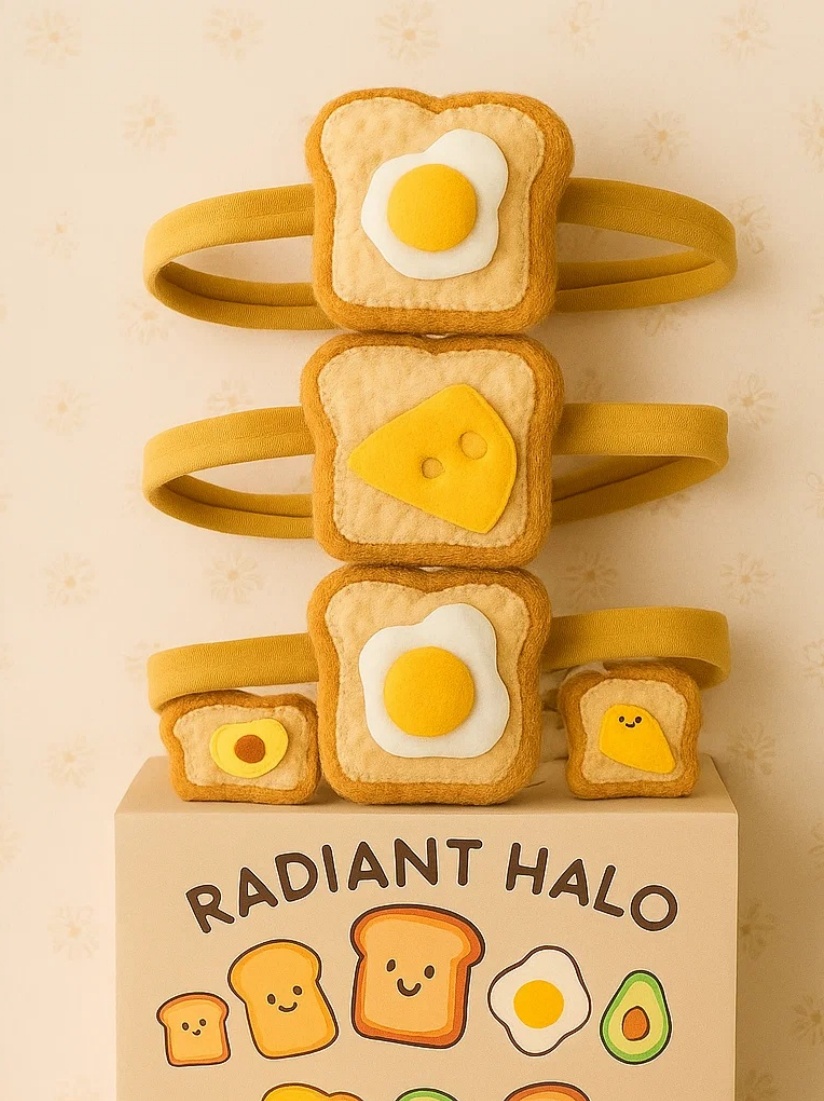 Fried Egg and Cheese Toast Headband Set for Babies