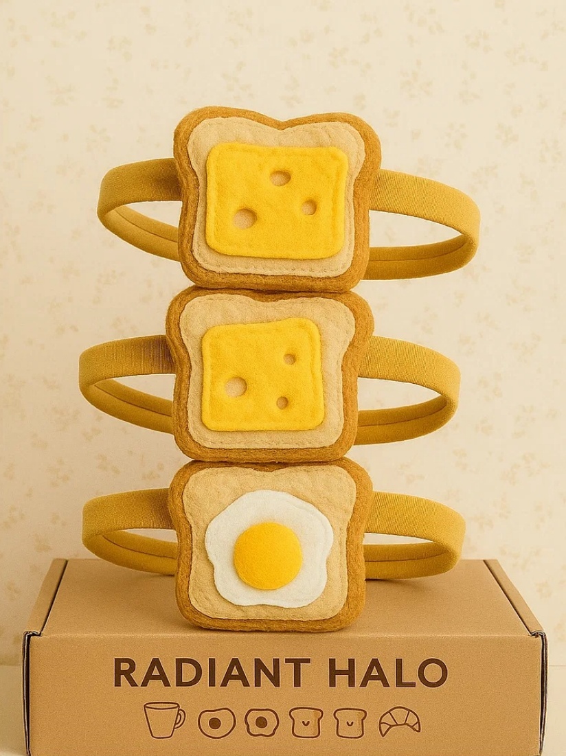 Delicious Toast and Fried Egg Baby Headband Set