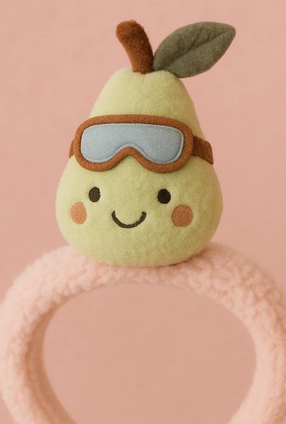 ぬいぐるみベビーヘッドバンド - サングラスをかけた洋梨キャラクター
