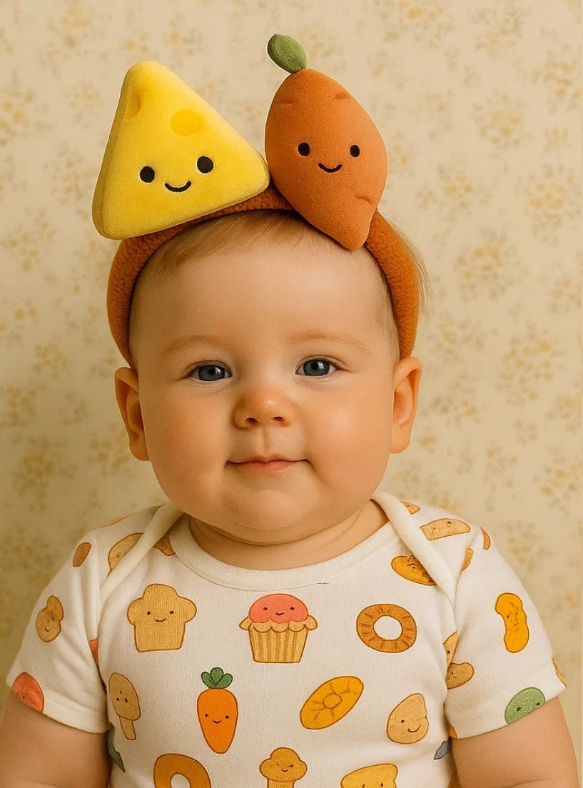 Bandeau pour bébé avec patate douce et fromage