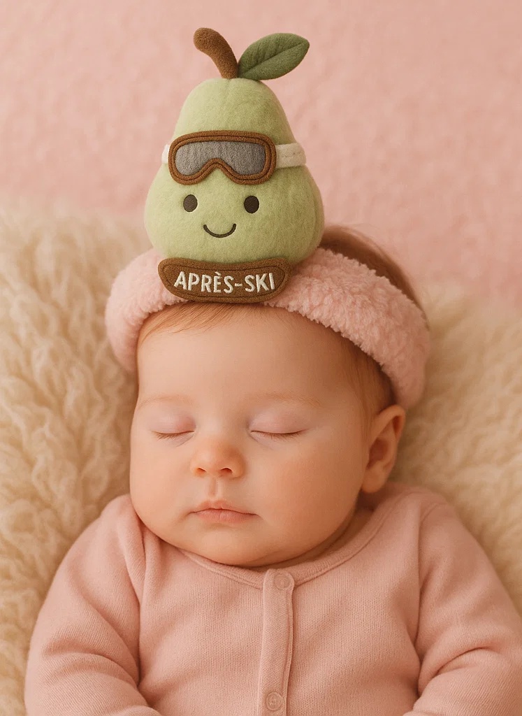 Cinta para la cabeza de bebé con peluche - Pera con gafas Après-Ski