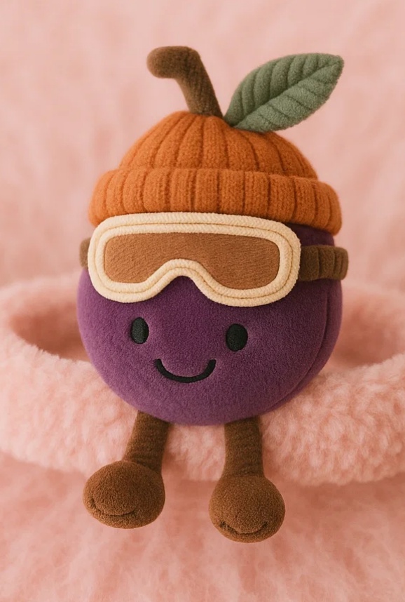 Faixa de Cabelo de Pelúcia para Bebê - Fruta Vermelha com Óculos de Neve
