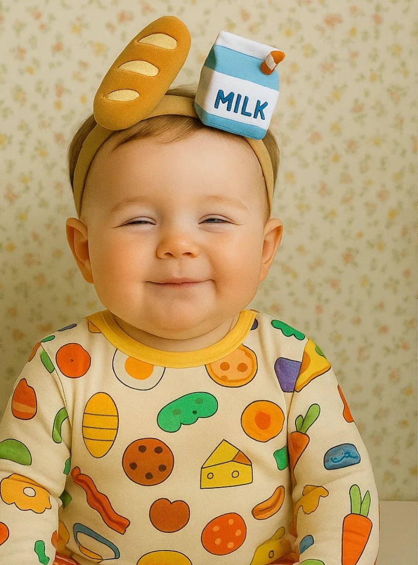 Headbands Radiantes de Alimentos: Leite e Pão Fresquinho!