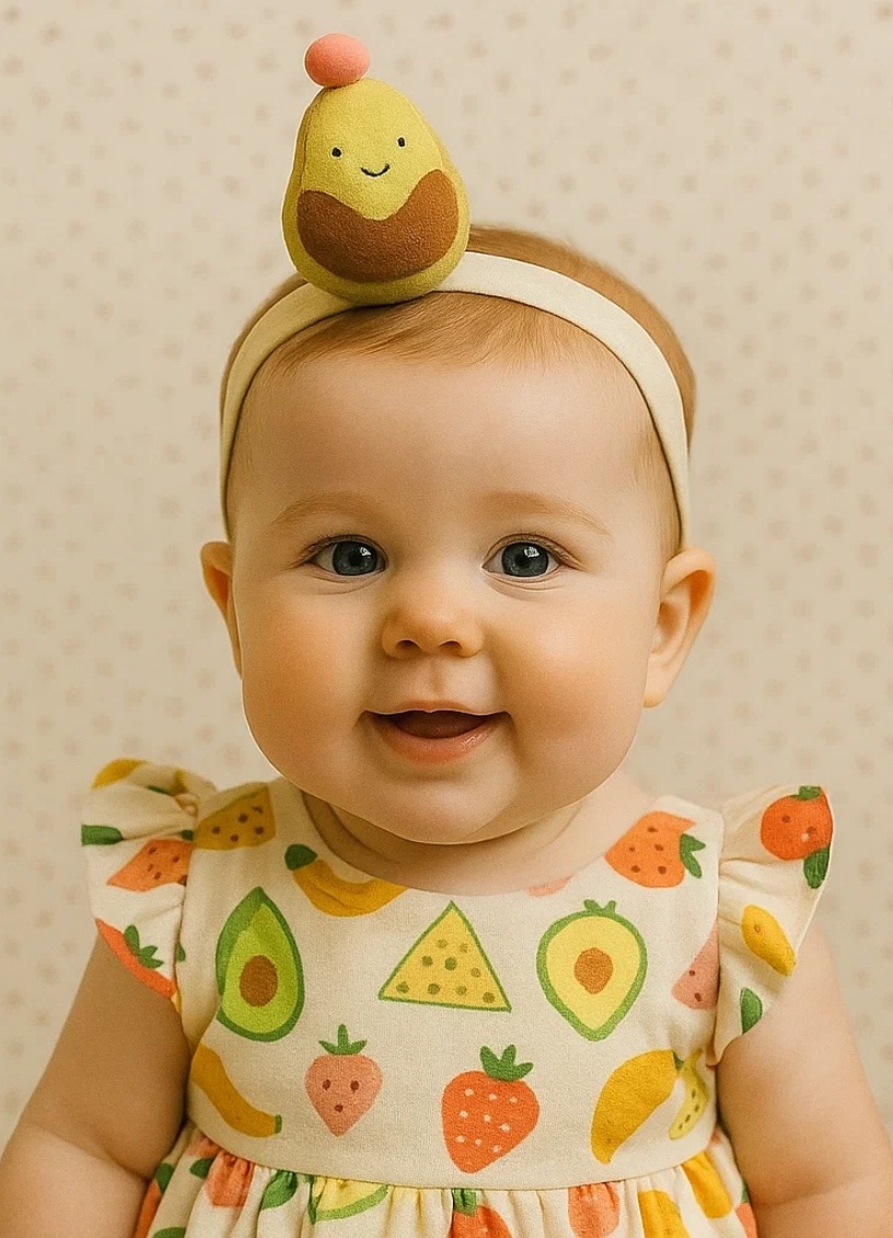 Radiant Halo Baby Headband with Fruit and Avocado (Headband with Pearls)