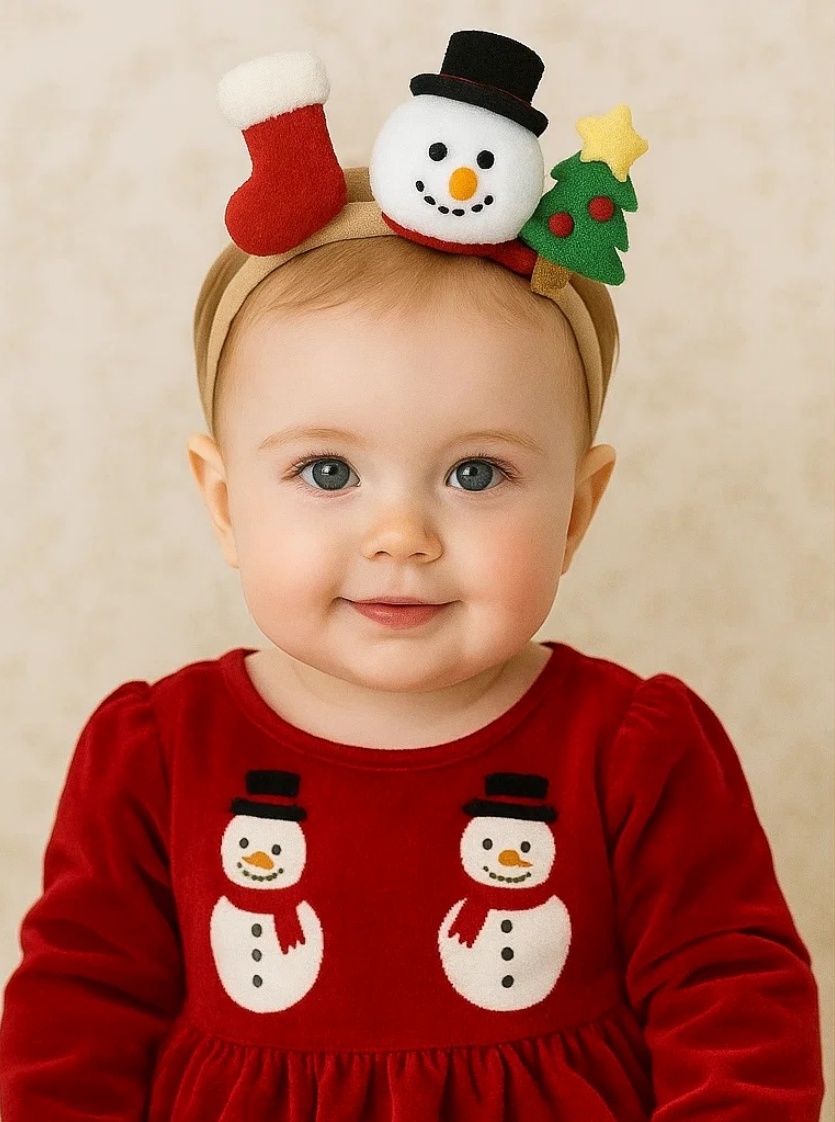 Christmas Snowman & Stocking & Christmas Tree Baby Headband