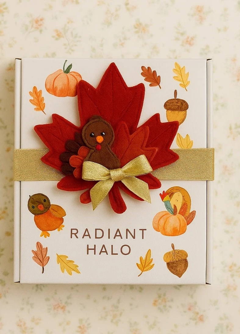Bright Eyes Turkey Baby Headband Holiday Gift Set