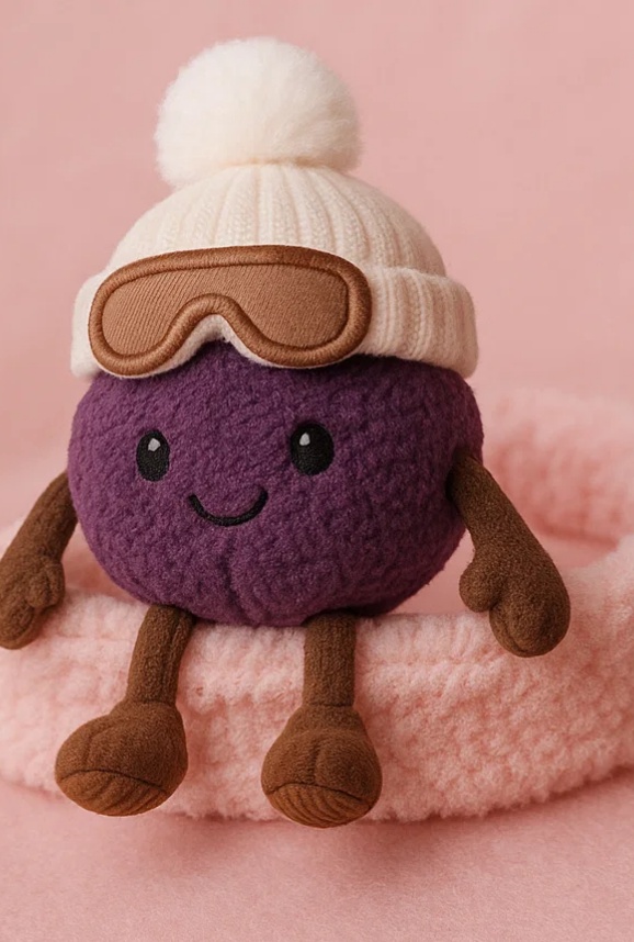 Laste Peapael Plush Mänguasja - Punane Puuvili Talve Kõrvaklappidega
