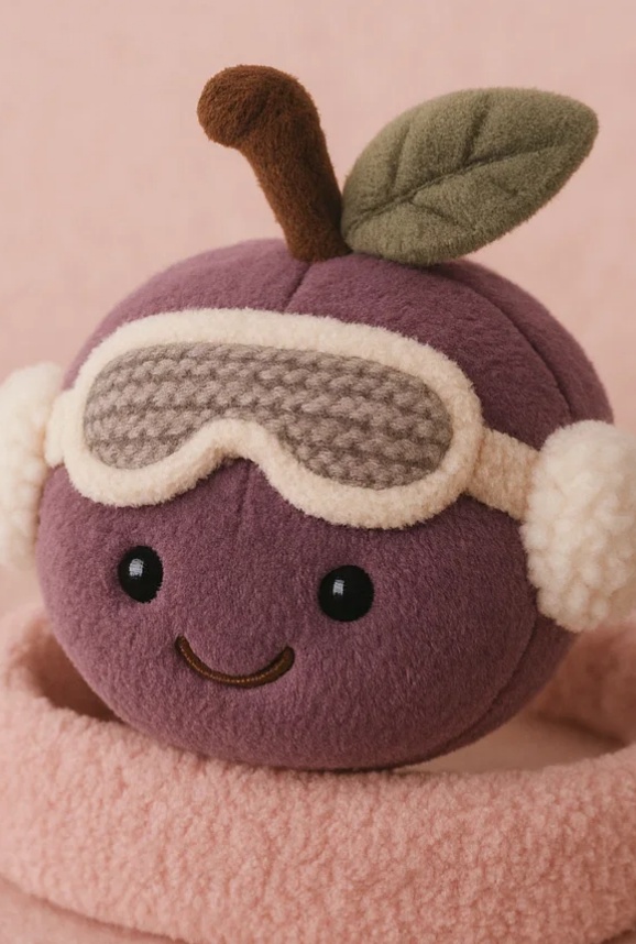 Baby Plush Toy Headband - Purple Fruit with Ski Goggles