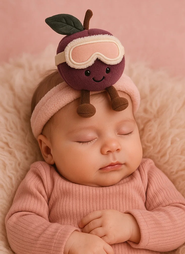 Baby Plush Toy Headband - Purple Fruit with Ski Goggles