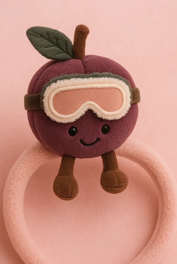 Baby Plush Toy Headband - Purple Fruit with Ski Goggles