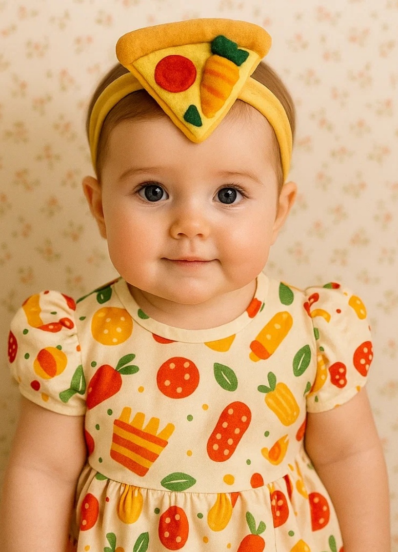 Radiant Halo Baby Headband with Pizza, Hotdog, and Fries