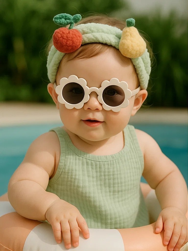 Bandeau pour bébé avec pomme et poire – Bandeau en peluche doux et antidérapant pour filles