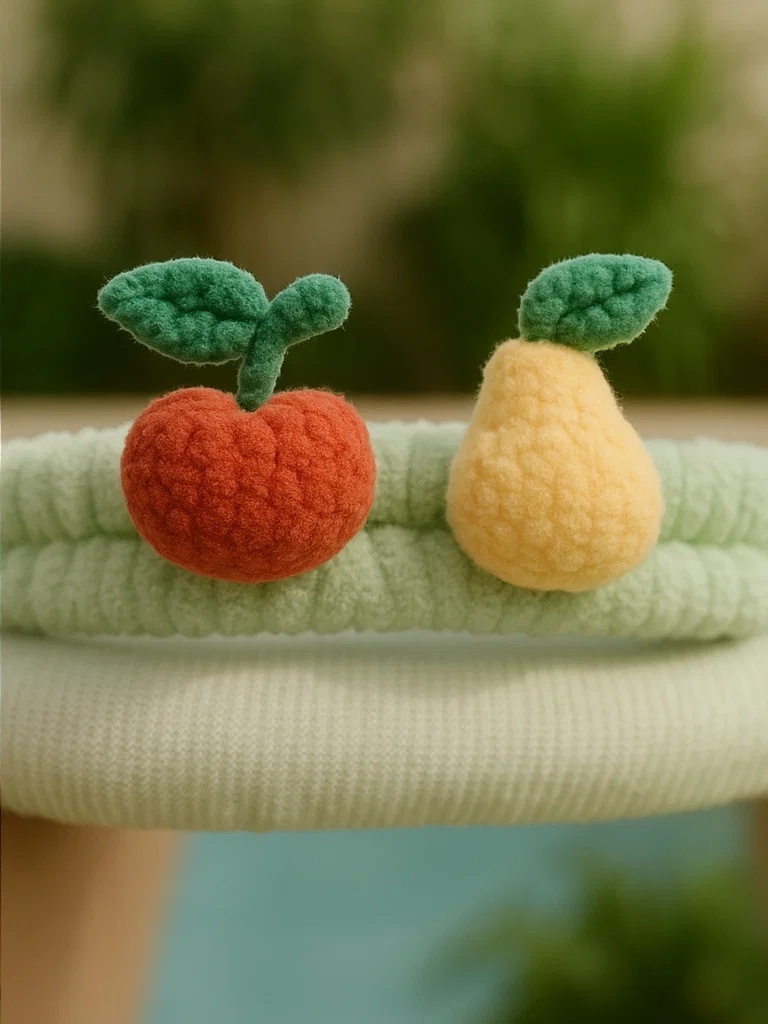 Bandeau pour bébé avec pomme et poire – Bandeau en peluche doux et antidérapant pour filles