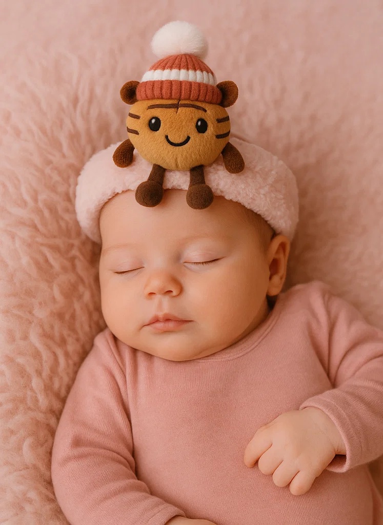 Baby Plush Toy Headband - Purple Fruit with Winter Hat