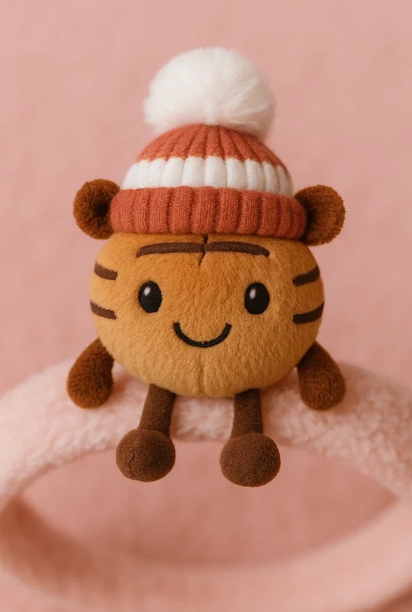 Baby Plush Toy Headband - Purple Fruit with Winter Hat