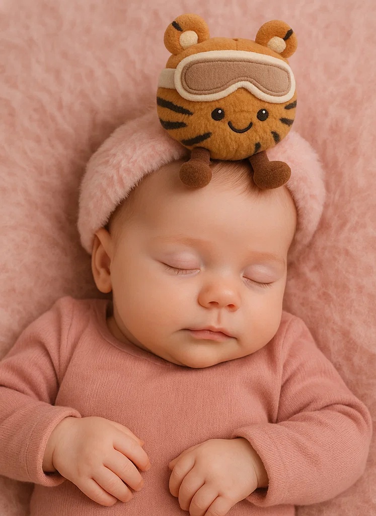 Bandeau pour bébé avec jouet en peluche (Gâteau avec bonnet) - Accessoire tendance et confortable pour bébés, parfait comme cadeau