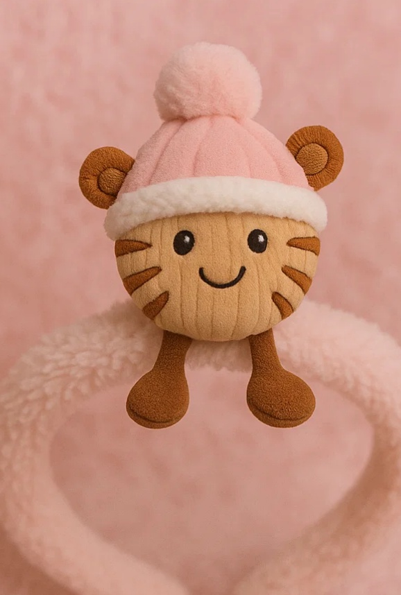 Tiara de Bebê com Brinquedo de Pelúcia (Personagem de Toque de Ski) - Acessório de Alta Qualidade para Bebês, Ideal para Presentes