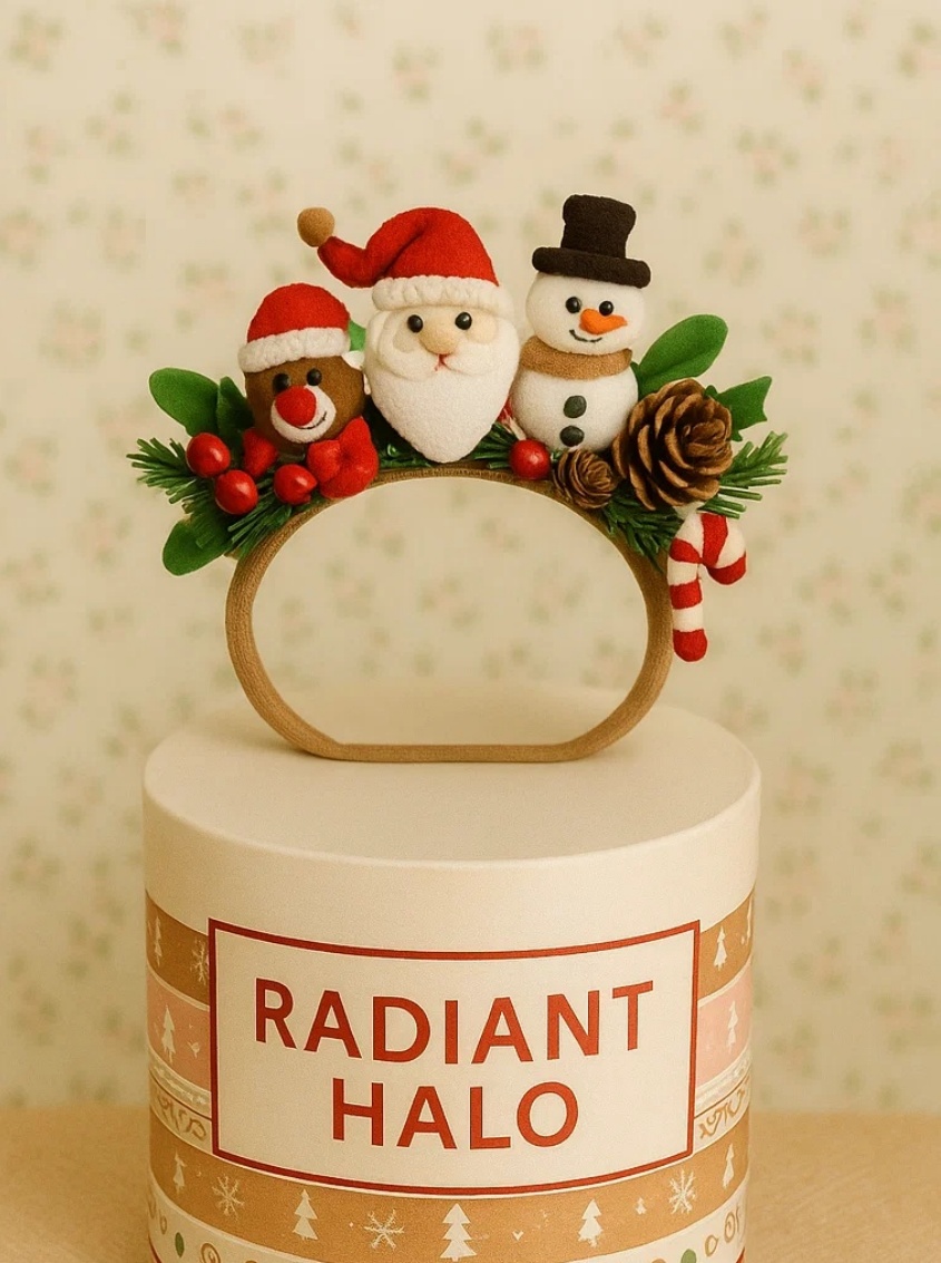Christmas Reindeer, Santa & Snowman Trio Baby Headband