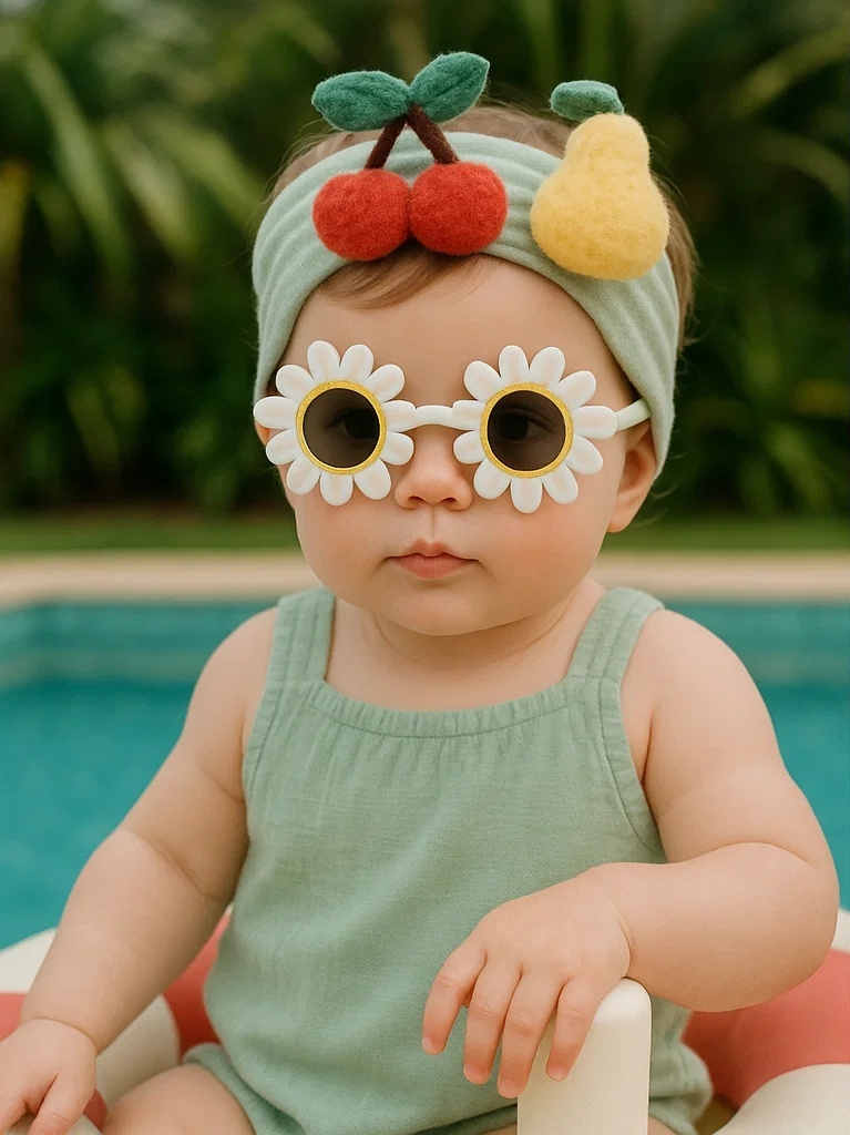 Fruity Fun Baby Headband - Adorable Cherry & Pear Design for Your Little One!