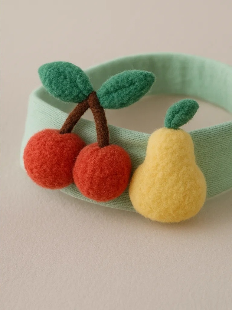 Fruity Fun Baby Headband - Adorable Cherry & Pear Design for Your Little One!