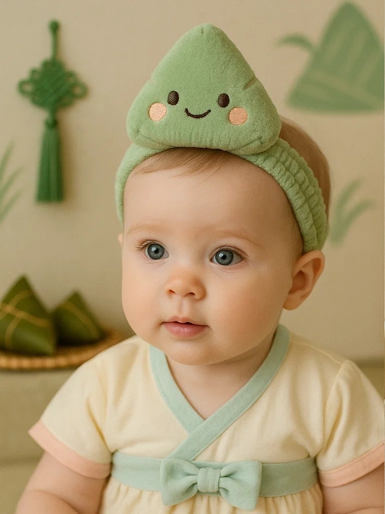 Infant Rice Dumpling Plush Headband – Comfortable Hair Accessory for Baby Photoshoots