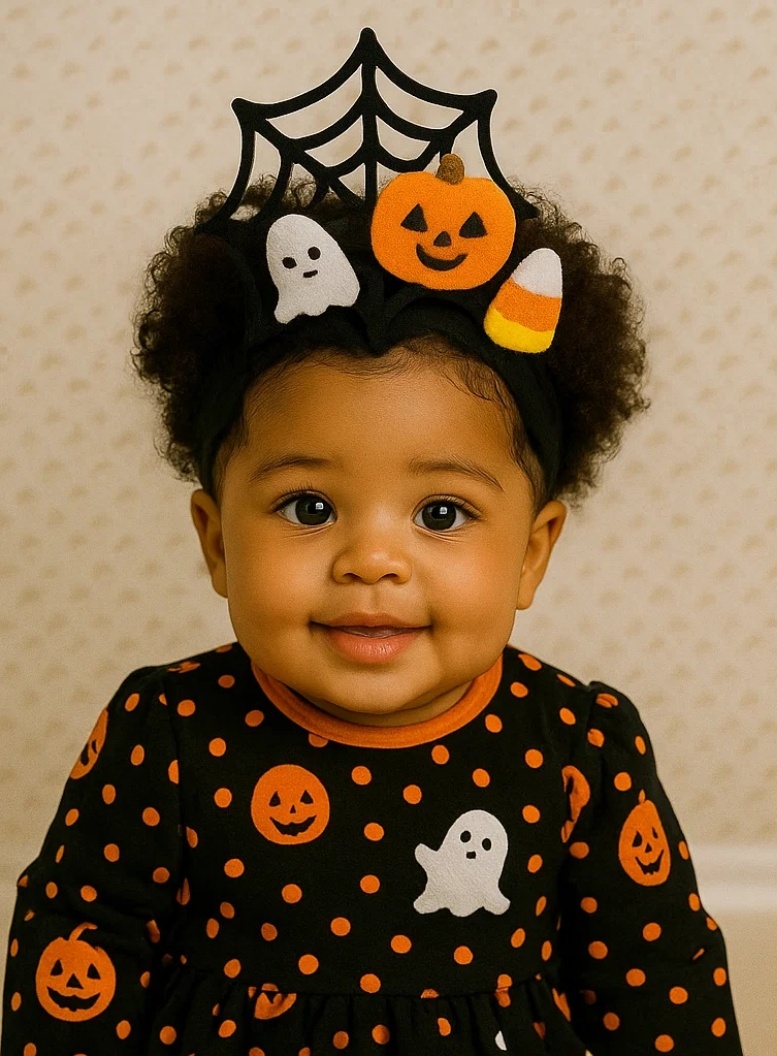 Fun Halloween Baby Headband with Pumpkin, Ghost, and Candy Corn - Perfect for Halloween Photos