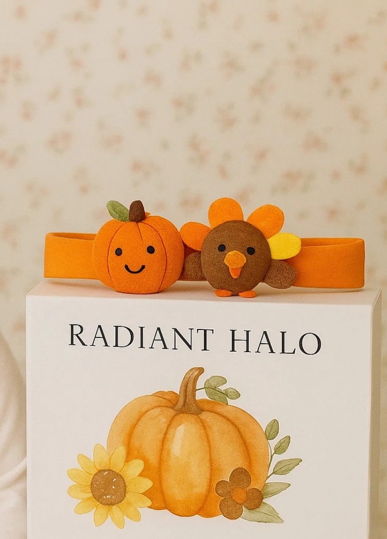 Pumpkin Turkey Baby Headband – Thanksgiving Style