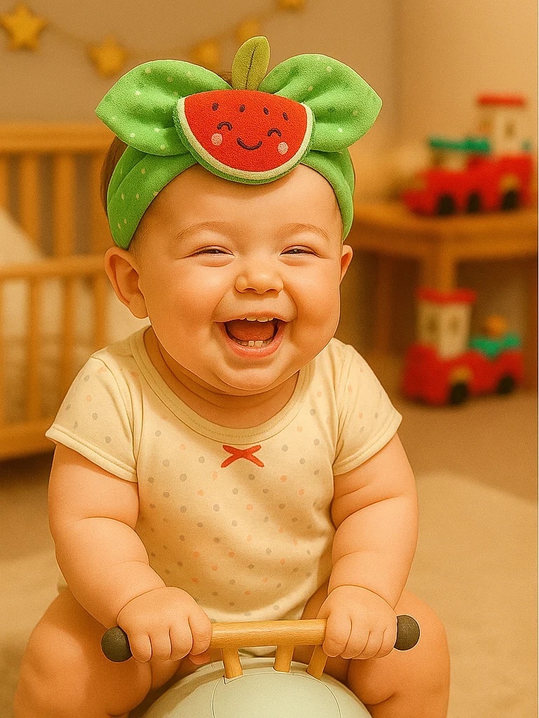 Diadema para Bebé con Forma de Sandía, Cinta de Fruta de Peluche Linda para Bebés y Niños Pequeños