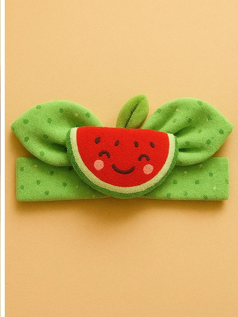 Diadema para Bebé con Forma de Sandía, Cinta de Fruta de Peluche Linda para Bebés y Niños Pequeños
