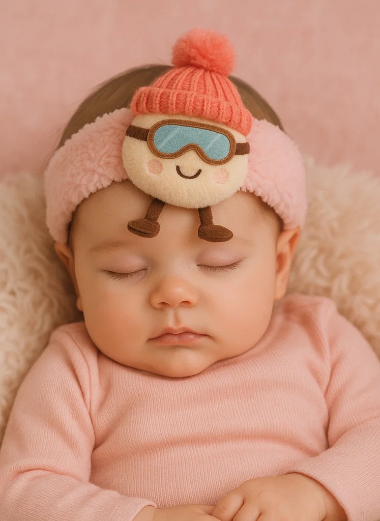 Baby Plush Toy Headband (Winter Hat with Pom-Pom) - Ideal Baby Accessory for Winter, Perfect for Gifts