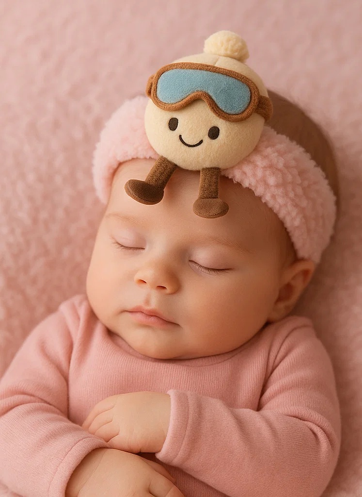 Baby Plush Toy Headband (Goggles Winter Hat Design) - Trendy and Comfortable Baby Accessory, Ideal for Winter
