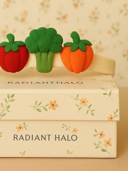 Cute Baby Headband Set with Tomato, Broccoli, and Pumpkin Designs